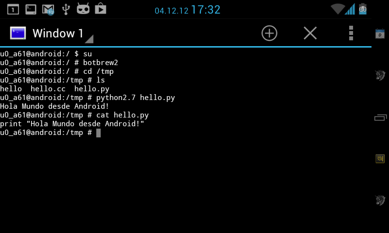 Ejecutando programas en python desde Android