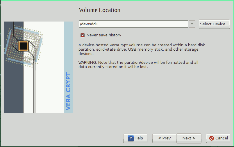 Selección del volumen a cifrar Veracrypt Selección del volumen a cifrar Veracrypt